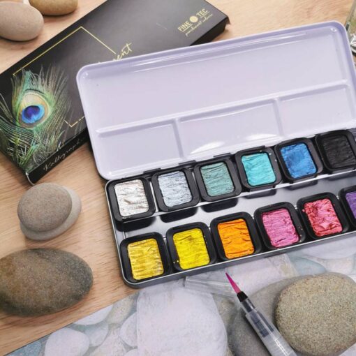 Set 12 acuarele FINETEC Pearlescent Rainbow