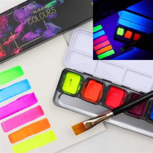 Set 6 acuarele FINETEC Neon - imagine 4