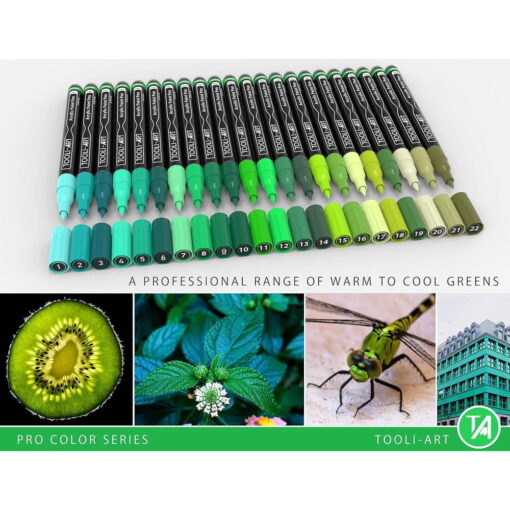 Set 22 Markere Acrilice 0.7mm Tooli - Green