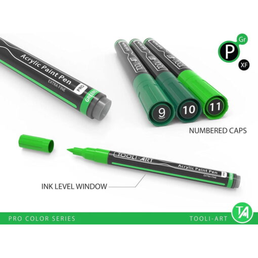 Set 22 Markere Acrilice 0.7mm Tooli - Green