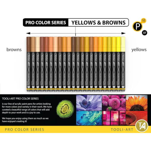Set 22 Markere Acrilice 0.7mm Tooli - Yellow