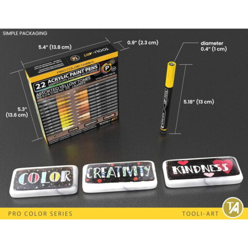 Set 22 Markere Acrilice 0.7mm Tooli - Yellow