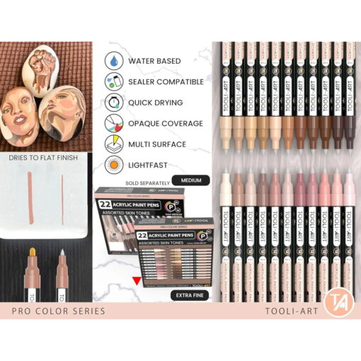 Set 22 Markere Acrilice 0.7mm Tooli - Nudes
