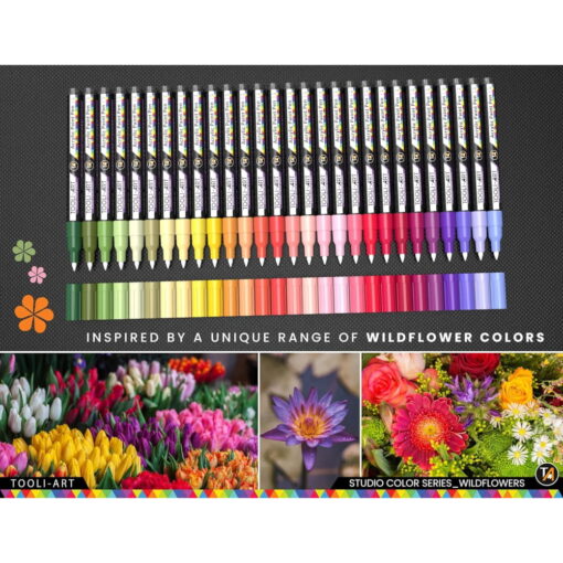 Set 28 Markere Acrilice 0.7mm Tooli - Flowers
