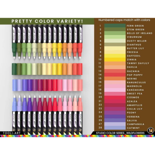 Set 28 Markere Acrilice 0.7mm Tooli - Flowers