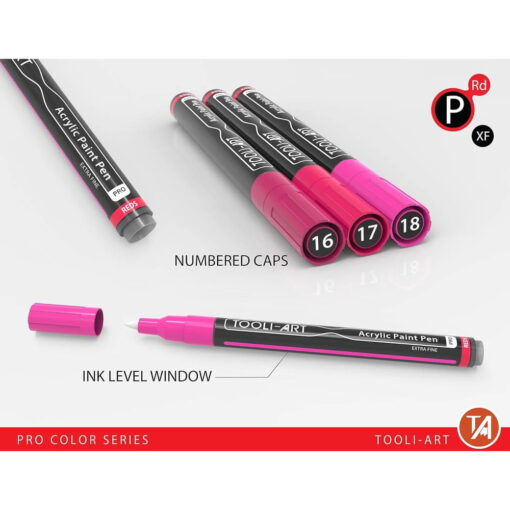 Set 22 Markere Acrilice 0.7mm Tooli - Red