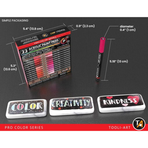 Set 22 Markere Acrilice 0.7mm Tooli - Red