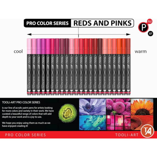 Set 22 Markere Acrilice 0.7mm Tooli - Red