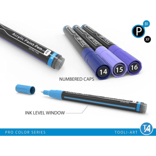 Set 22 Markere Acrilice 0.7mm Tooli - Blue
