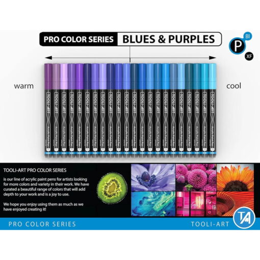 Set 22 Markere Acrilice 0.7mm Tooli - Blue