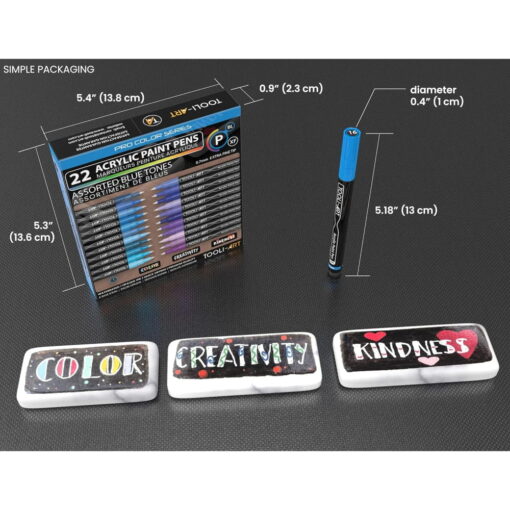 Set 22 Markere Acrilice 0.7mm Tooli - Blue