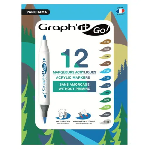 Set 12 markere acrilice Graph'it GO Landscape