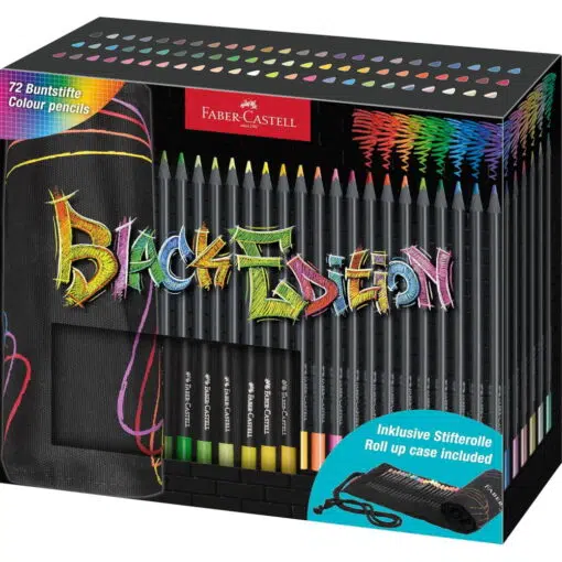 Rollup 72 creioane colorate Faber Castell Black Edition