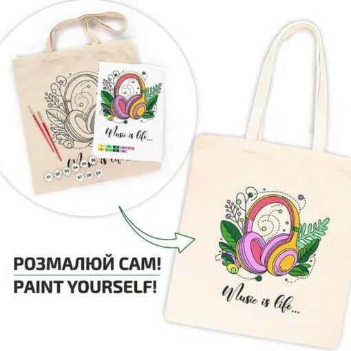 Set Creativ Rosa Ecobag - Music is Life