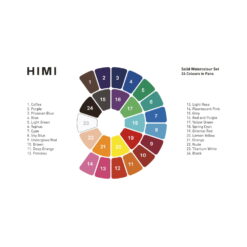 Set 24 Acuarele Godet Himi Solid + Pensula - Blue Case