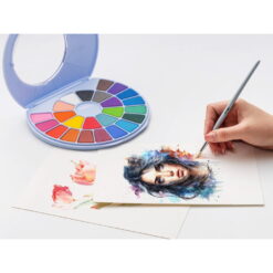 Set 24 Acuarele Godet Himi Solid + Pensula - Blue Case