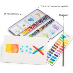 Set 24 Acuarele Godet Himi Half-Pans Cutie Plastic + Pensula